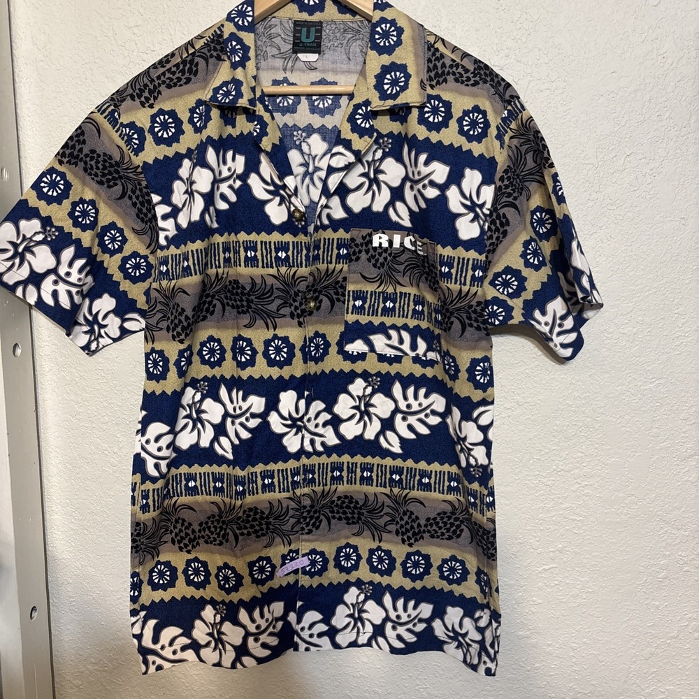 U-Trau‎ Mens Hawaiian Shirt Bottom Up Large Vintage